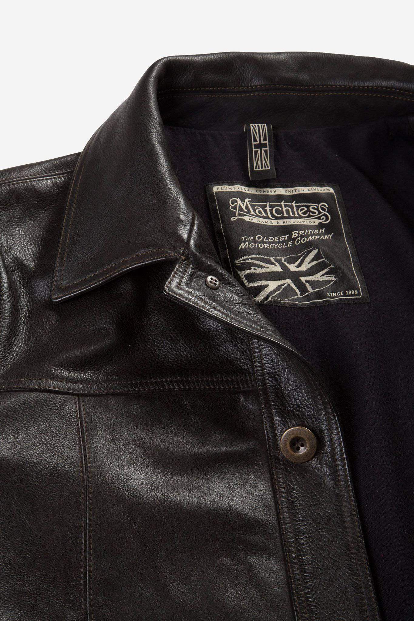 Matchless Tyler Men's Leather Jacket Antique Black - Close Up Collar