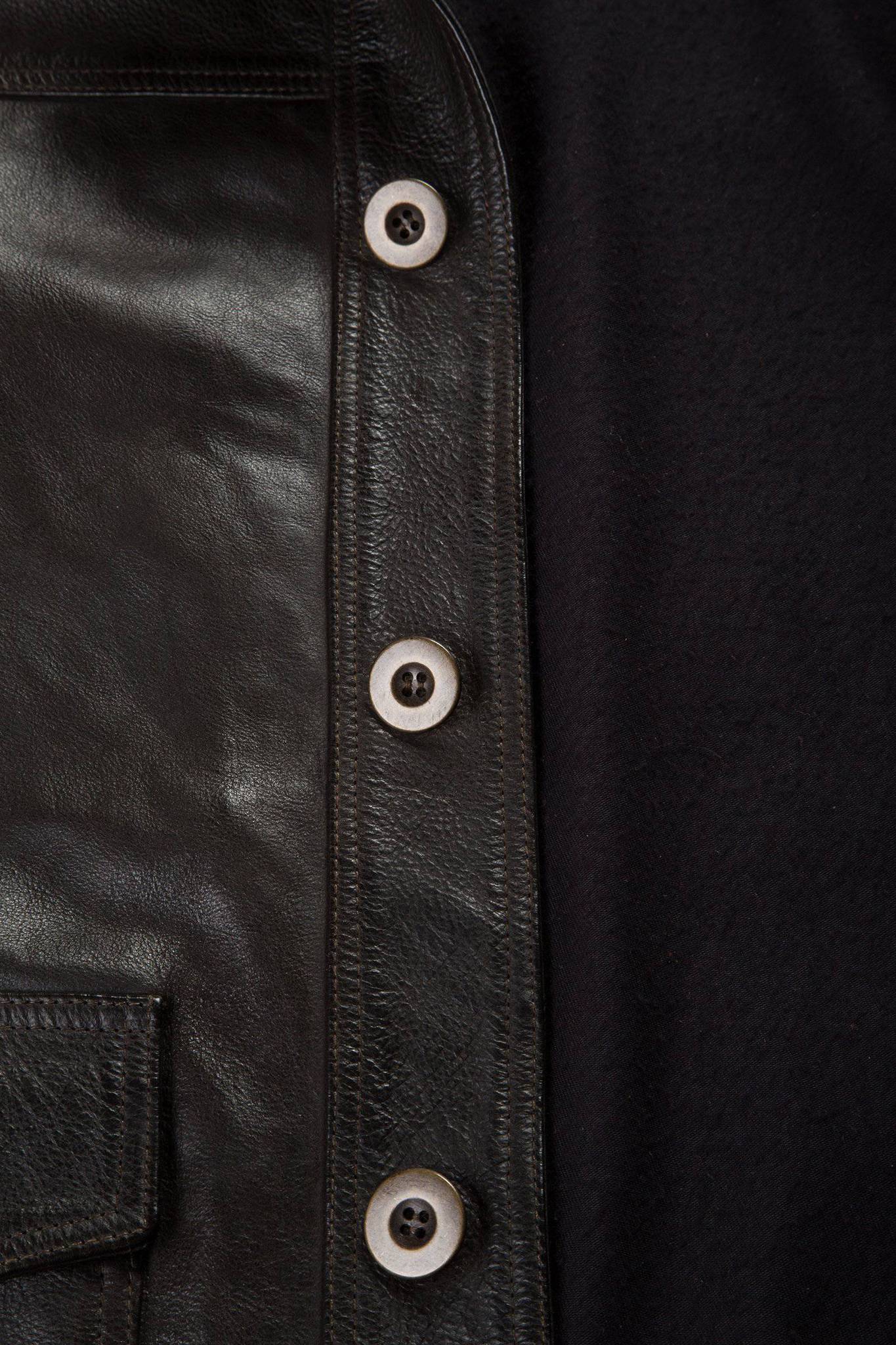 Matchless Tyler Men's Leather Jacket Antique Black - Close Up Buttons