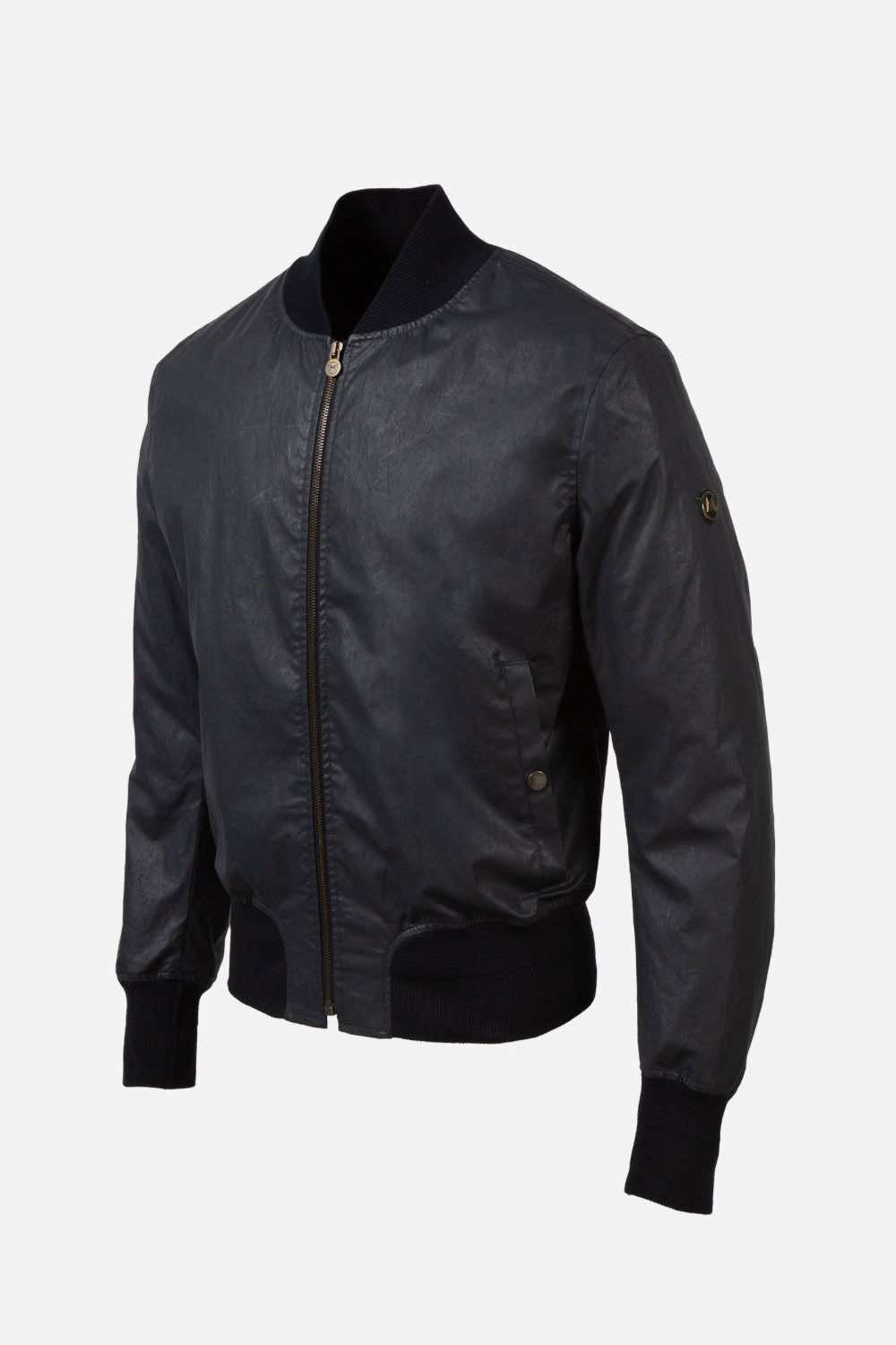Matchless Ian Men's Leather Bomber Jacket Navy - Side View