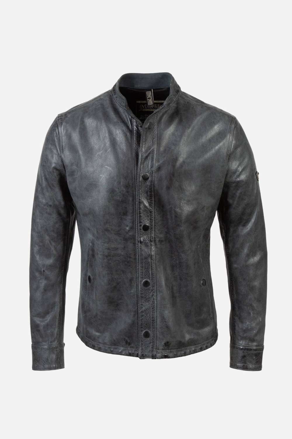Matchless Shoreditch Shirt Men's Leather Jacket Antique Black - Front View