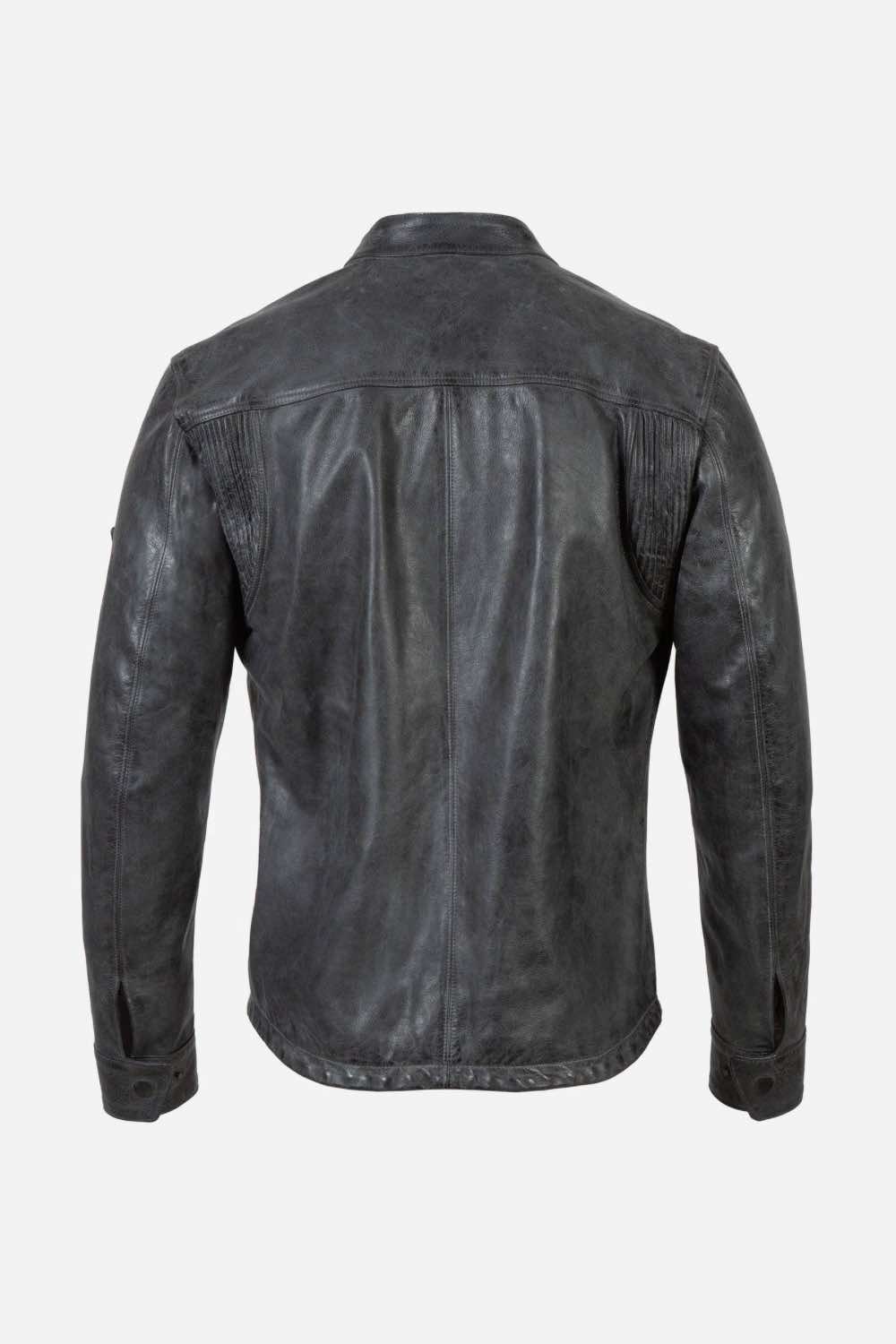 Matchless Shoreditch Shirt Men's Leather Jacket Antique Black - Back View