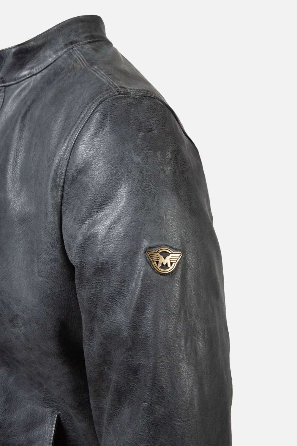 Matchless Shoreditch Shirt Men's Leather Jacket Ottanio - Close Up Logo