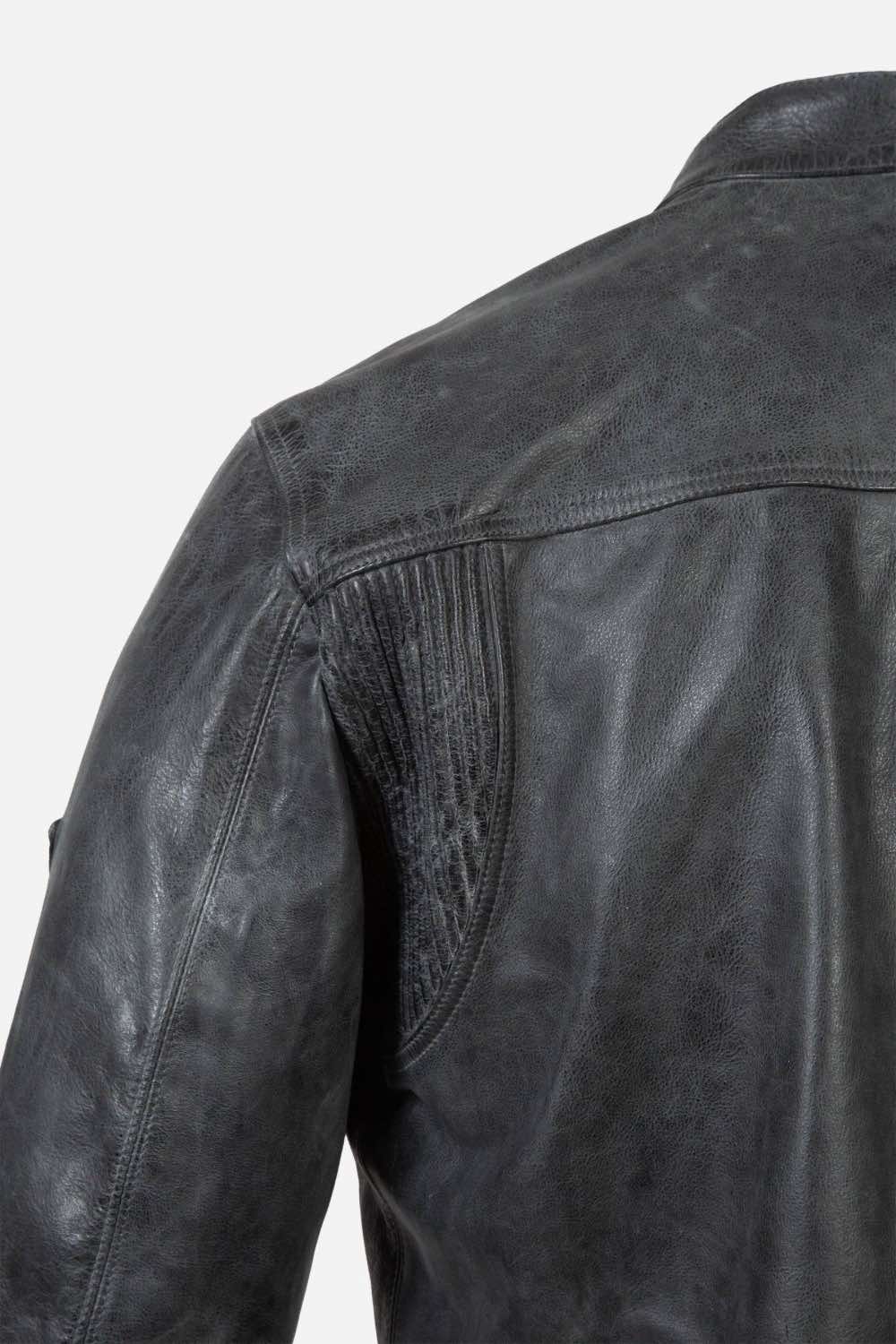 Matchless Shoreditch Shirt Men's Leather Jacket Antique Black  - Close Up Pit
