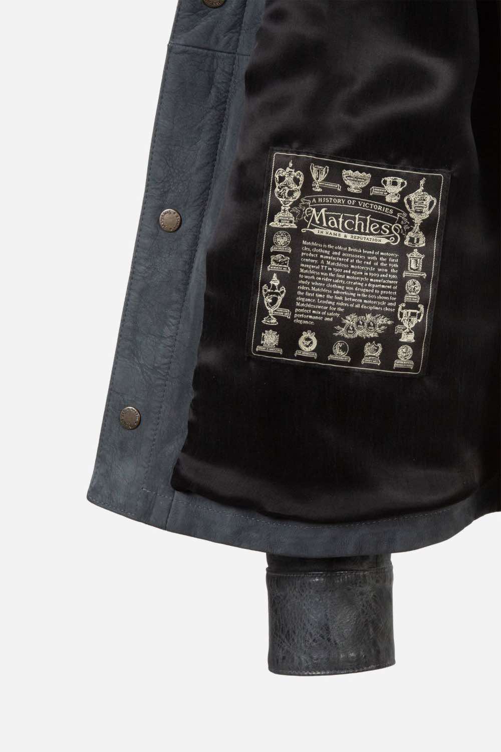Matchless Shoreditch Shirt Men's Leather Jacket Antique Black  - Close Up Logo Patch
