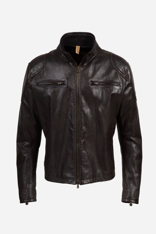 Matchless Osborne Vent Men's Leather Blouson Antique Black - Front View