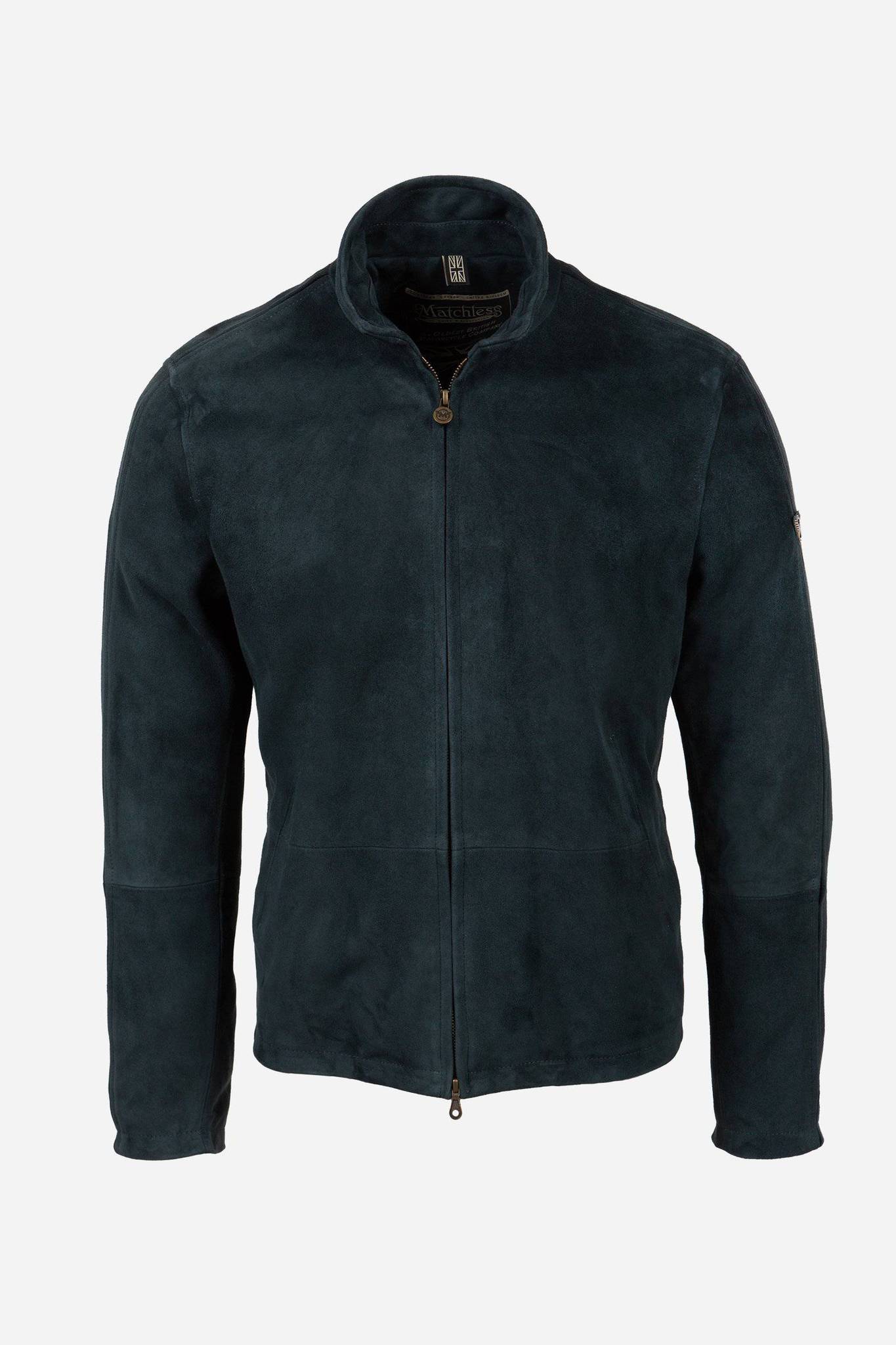 Matchless Craig Men’s Suede Blouson Ottanio Blue - Front View