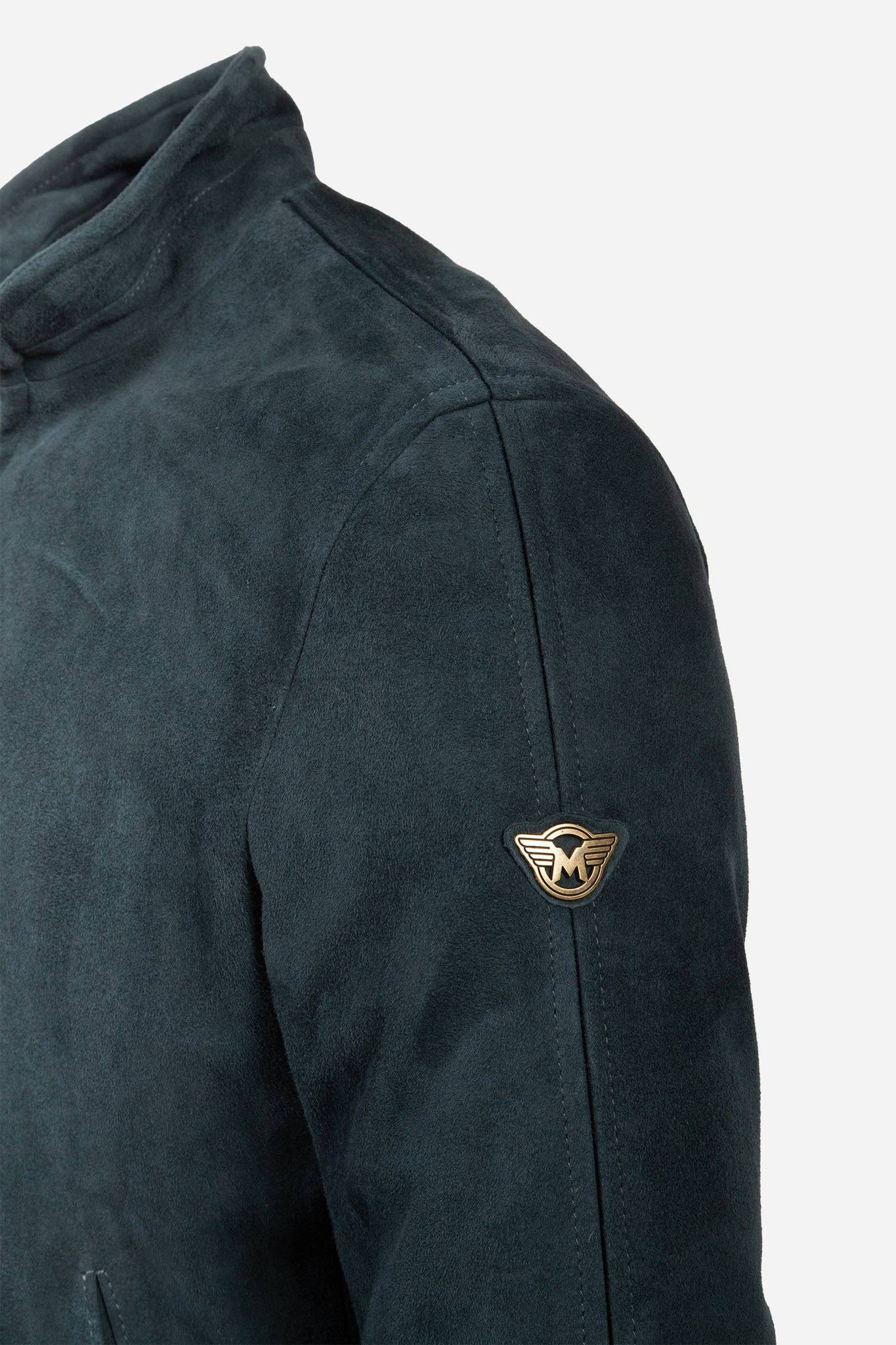 Matchless Craig Men’s Suede Blouson Ottanio Blue - Close Up Logo