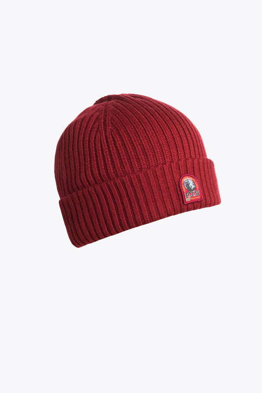 Parajumpers Unisex Rib Beanie Hat Red - Front View