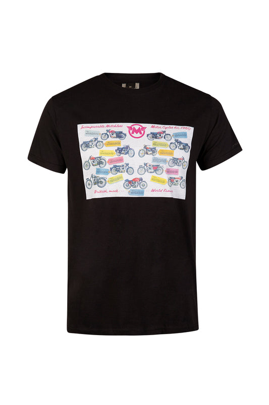 Matchless Men’s Motorcycle Print T-shirt Black - Front View