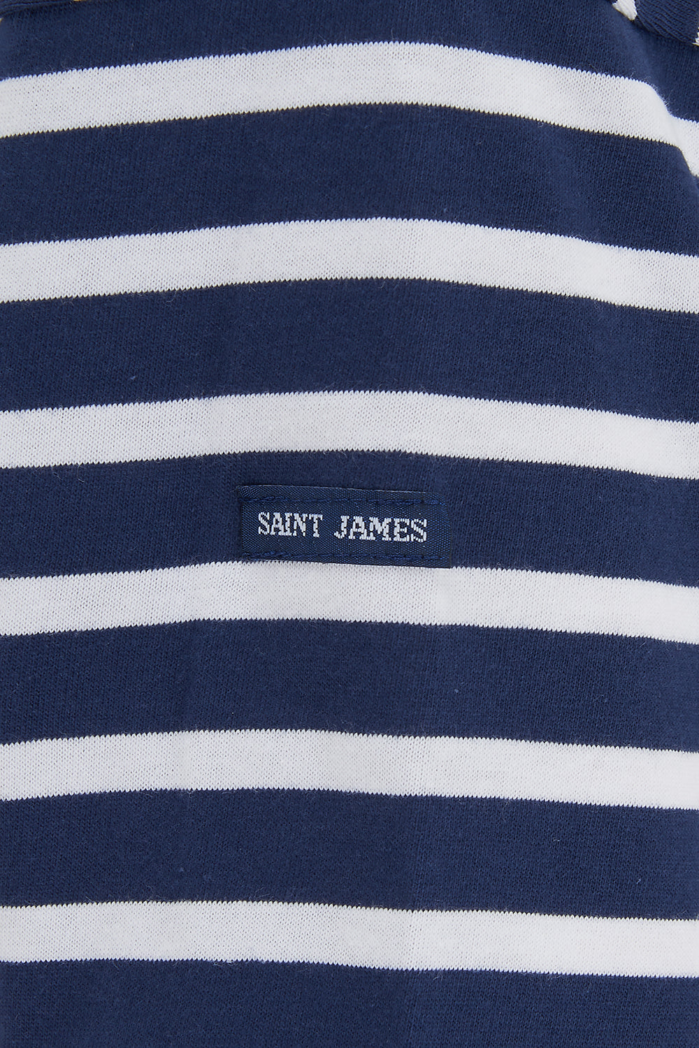 Saint James Minquiers Women’s 2-tone Stripe Top Navy/White - Close Up Logo