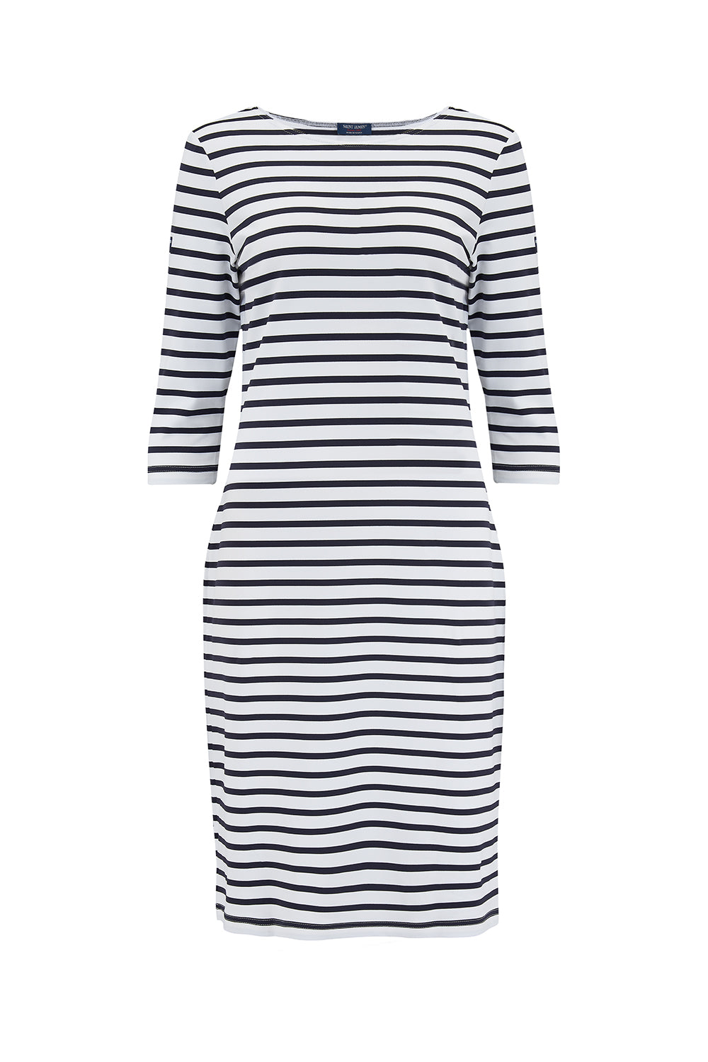 Saint James Propriano II Women’s Anti-UV Striped Shirt Dress White/Navy - Front View