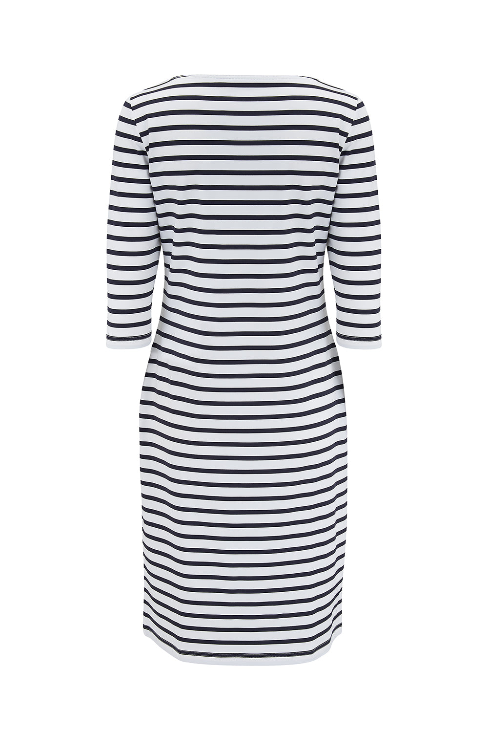 Saint James Propriano II Women’s Anti-UV Striped Shirt Dress White/Navy - Back View