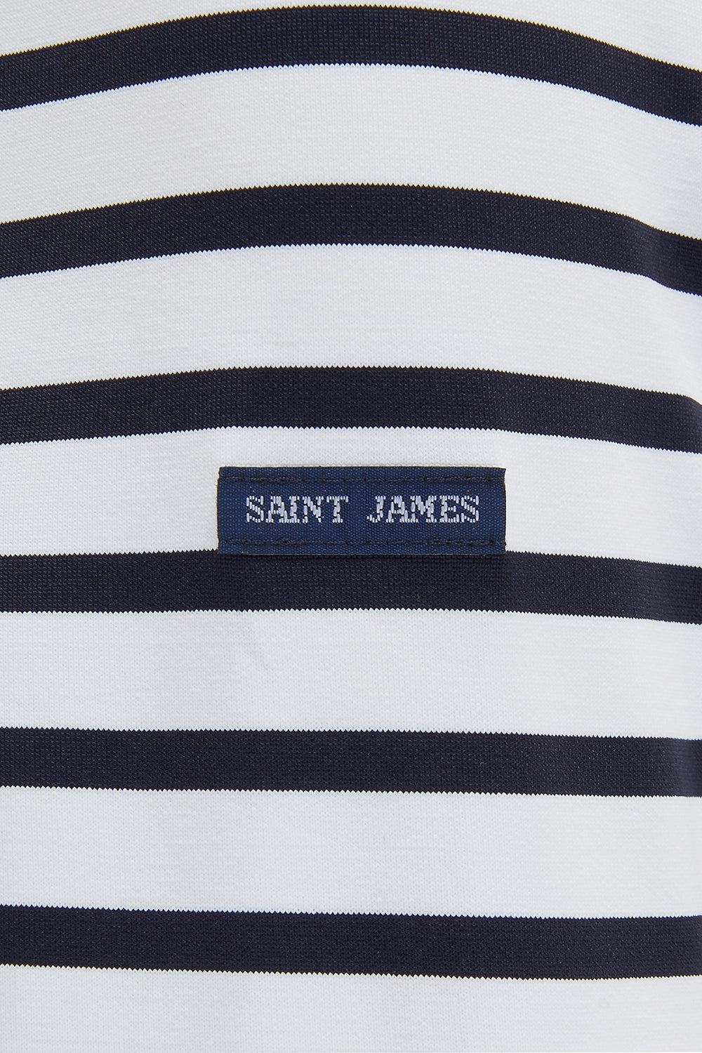 Saint James Propriano II Women’s Anti-UV Striped Shirt Dress White/Navy - Close Up Logo