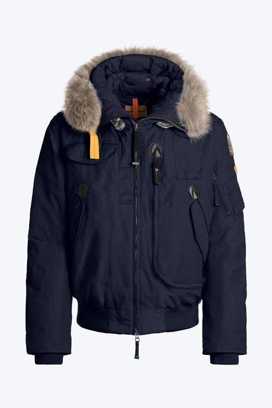 Parajumpers Gobi Men's Fur-trimmed Hooded Down Jacket Navy – Front View