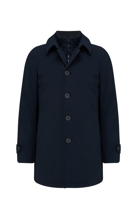 Herno Washington Men’s Padded Rain Coat Navy - Front View