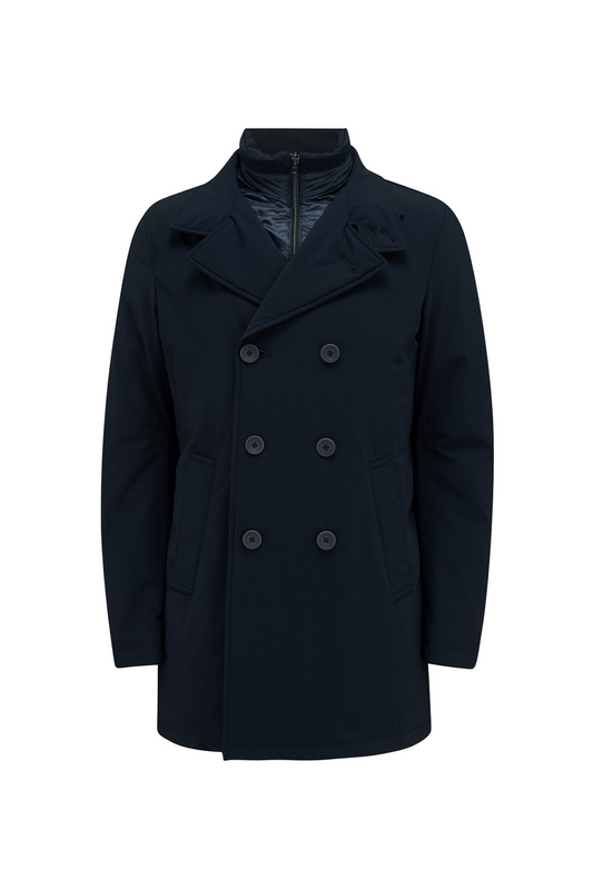 Herno Men's Double-breasted Padded Coat Navy - Front View