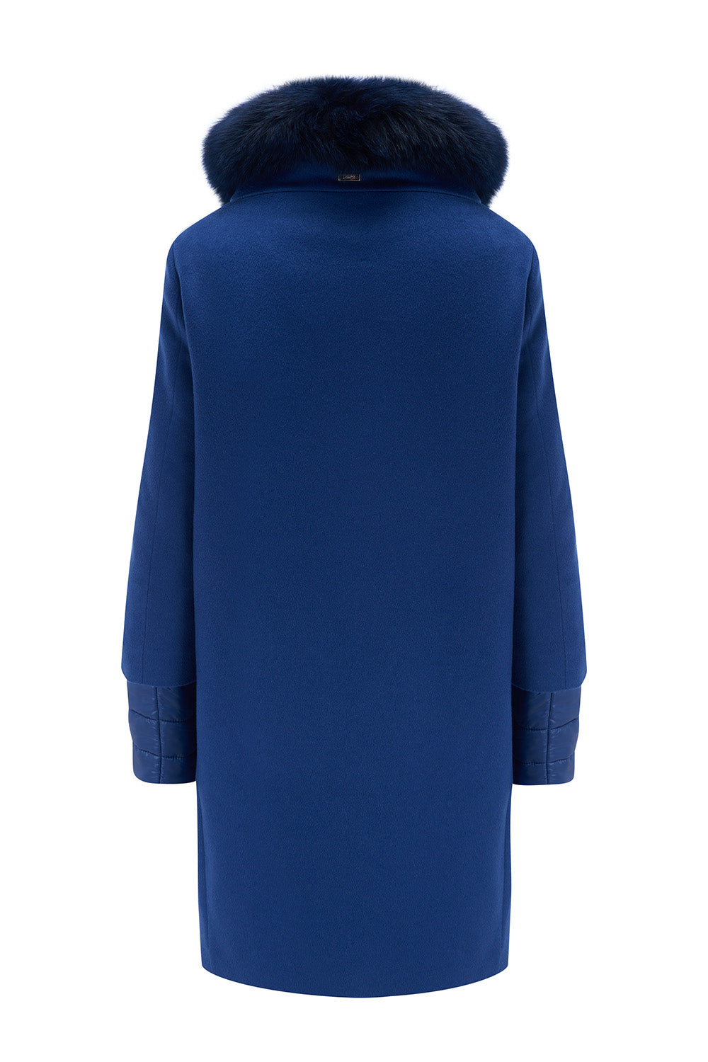 Herno Women’s Fur Trim Cashmere Coat Blue - Back View