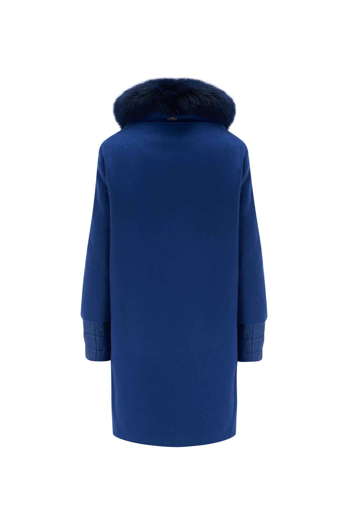 Herno Women’s Fur Trim Cashmere Coat Blue - Back View