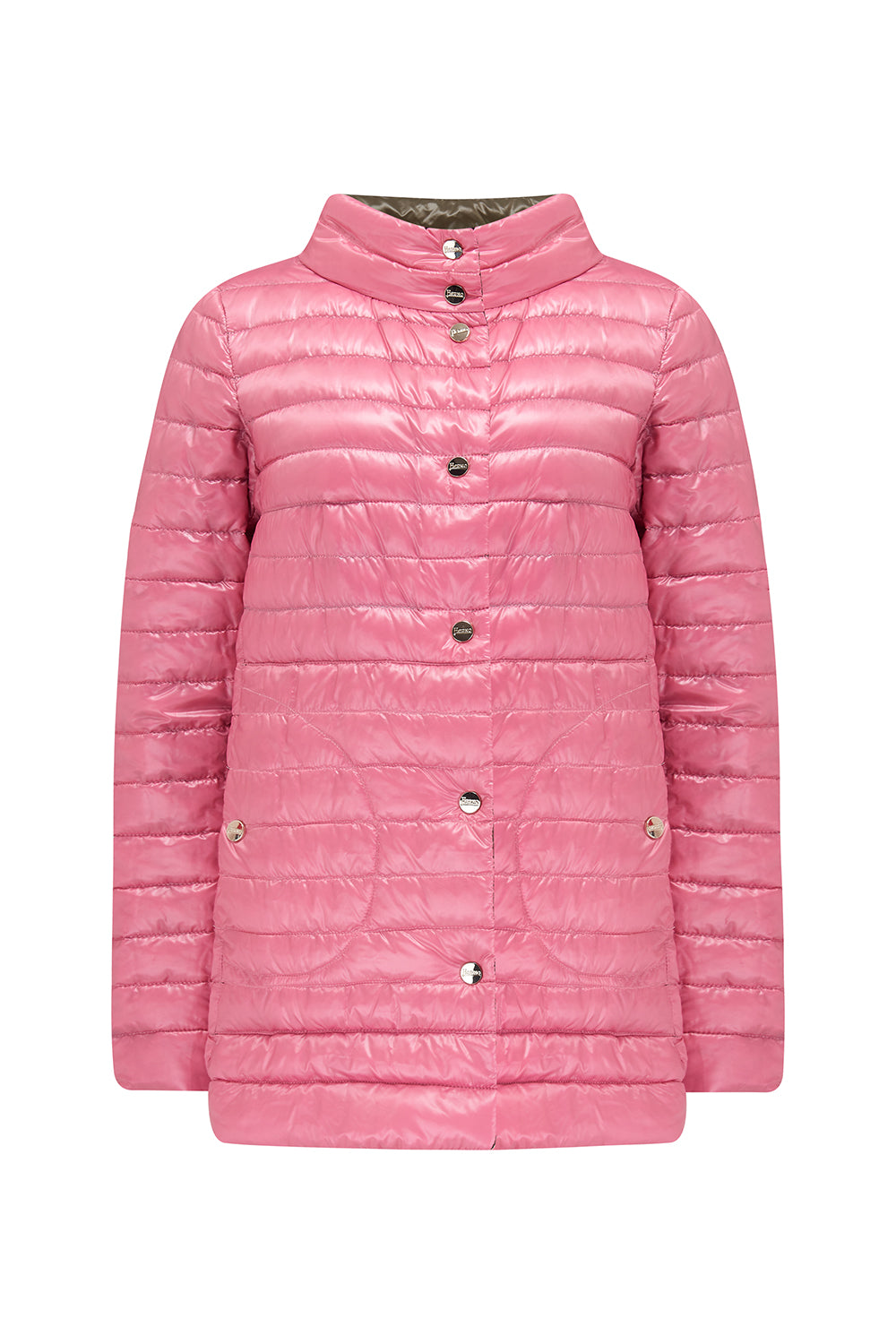Herno Women’s Reversible Down Jacket Brown / Pink - Front View Pink