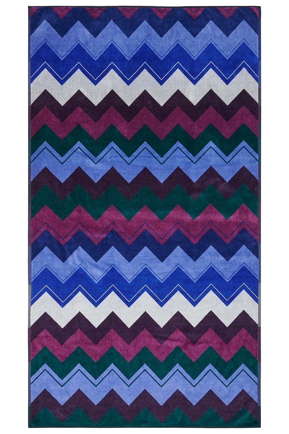 Missoni Chevron Cotton-terry Beach Towel Blue - Full Length View