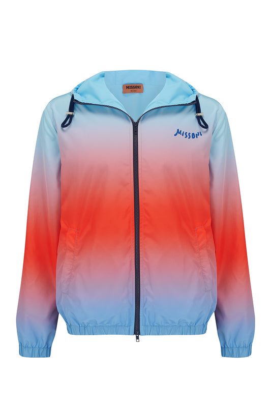 Missoni Men’s Gradient Stripe Windbreaker Jacket Blue - Front View