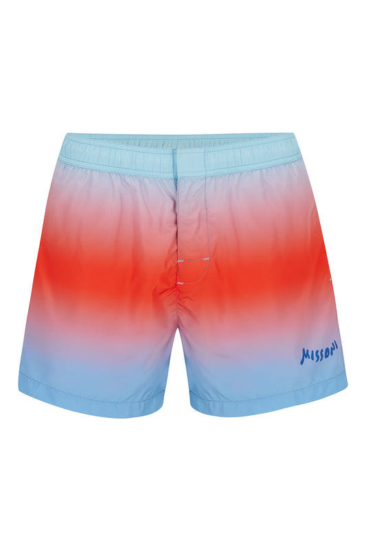 Missoni Men’s Gradient Stripe Swim Trunks Blue - Front View