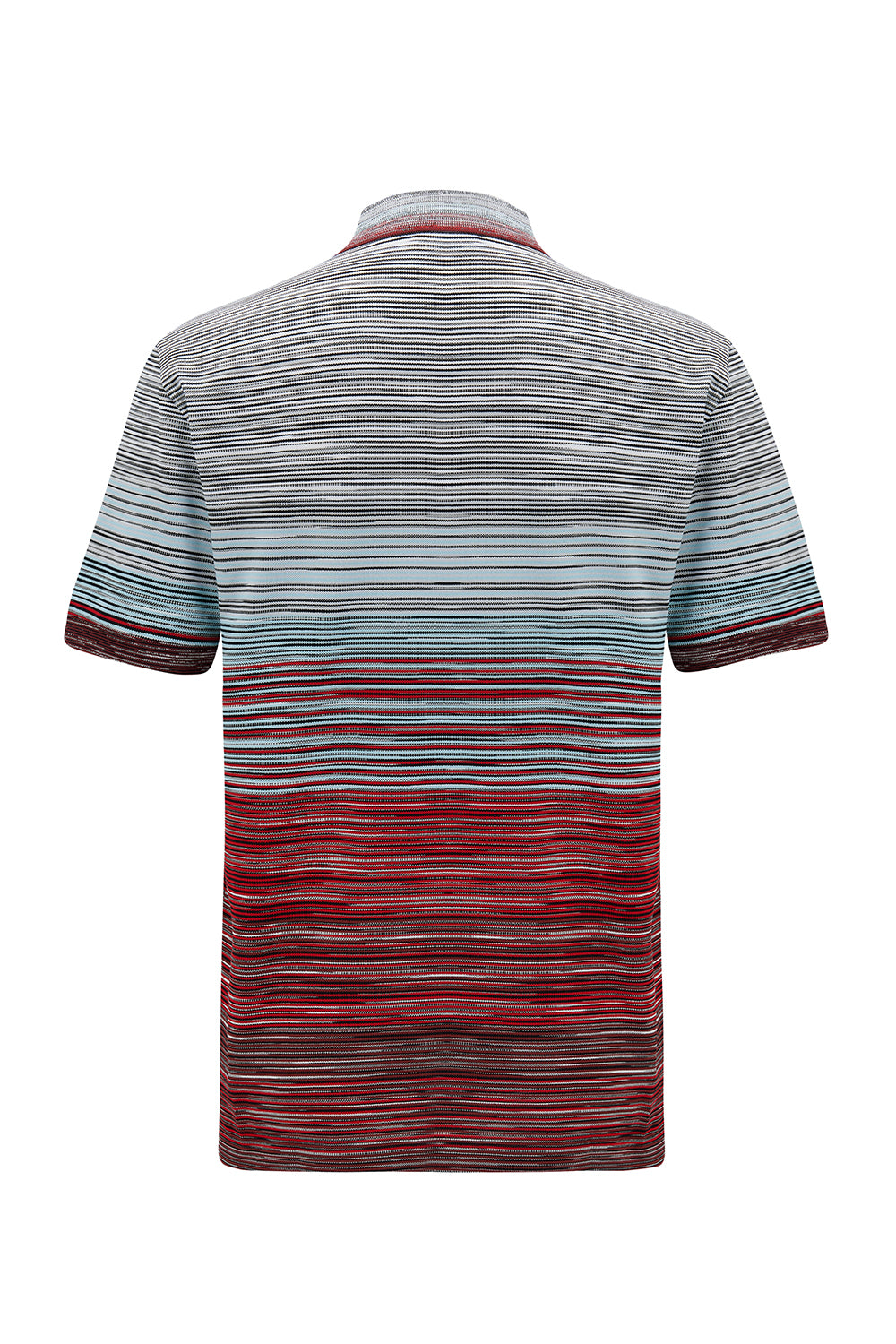 Missoni Men's Stripe Knitted Polo Shirt Sky Blue - Back View