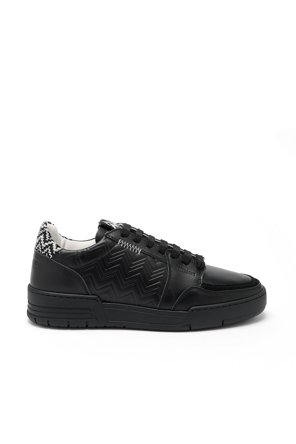 Missoni Men's Zigzag Leather Sneakers Black - Side View