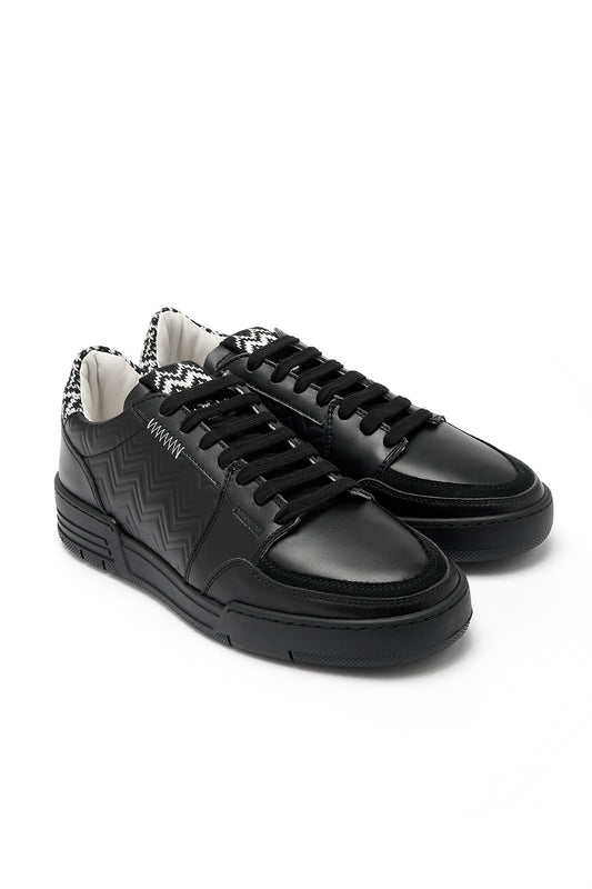 Missoni Men's Zigzag Leather Sneakers Black - Front View