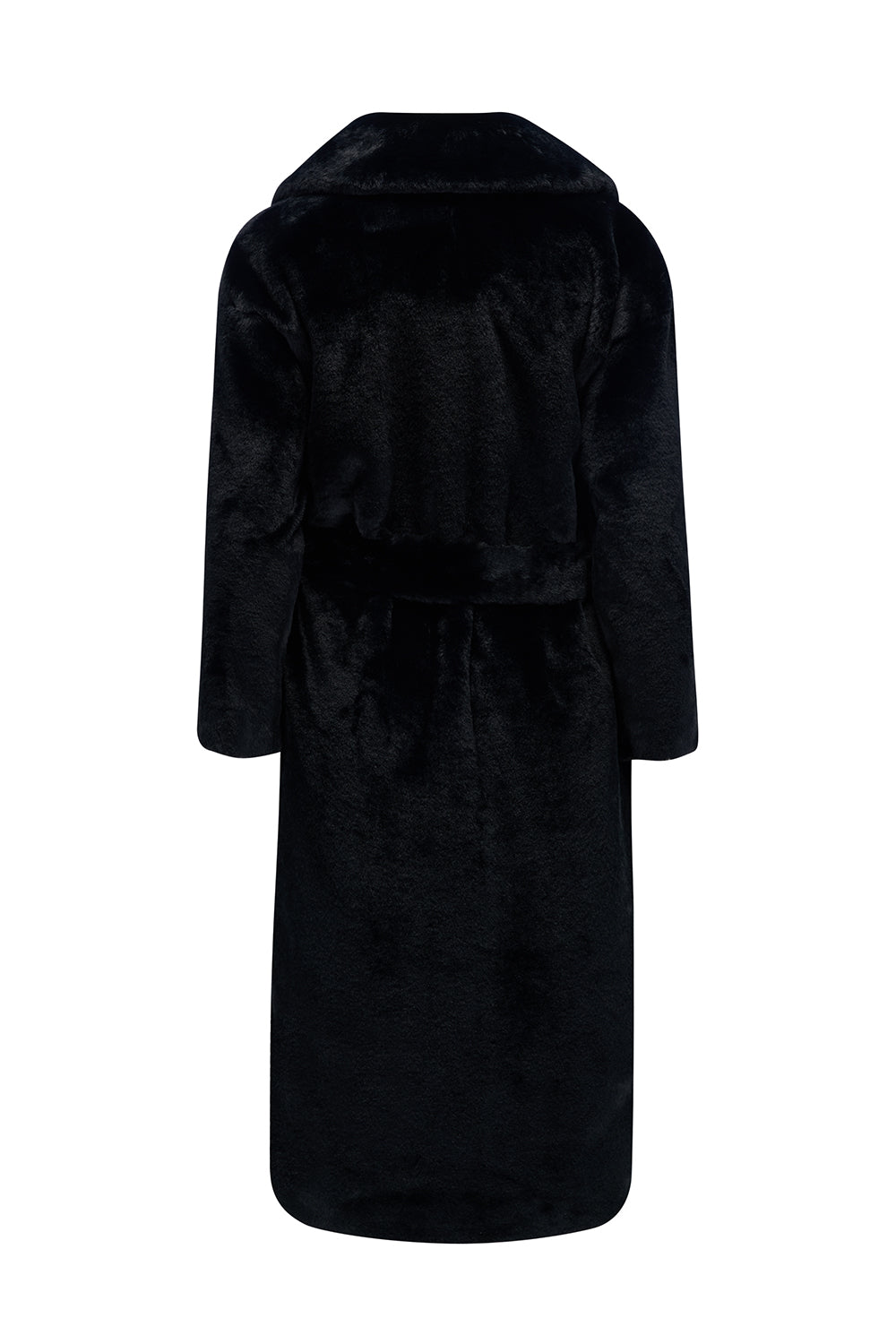 Women's Black Faux Fur Coat by Herno - Back View