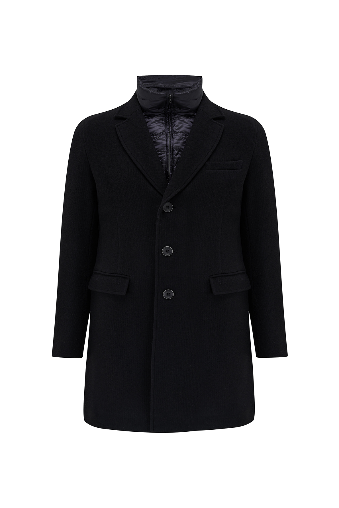 Herno Men’s Cashmere Long Coat Black - Front View