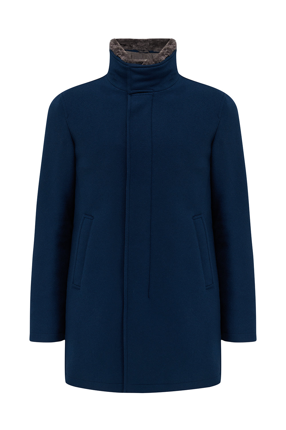 Herno Men's Mink Collar Jacket Blue - Front View