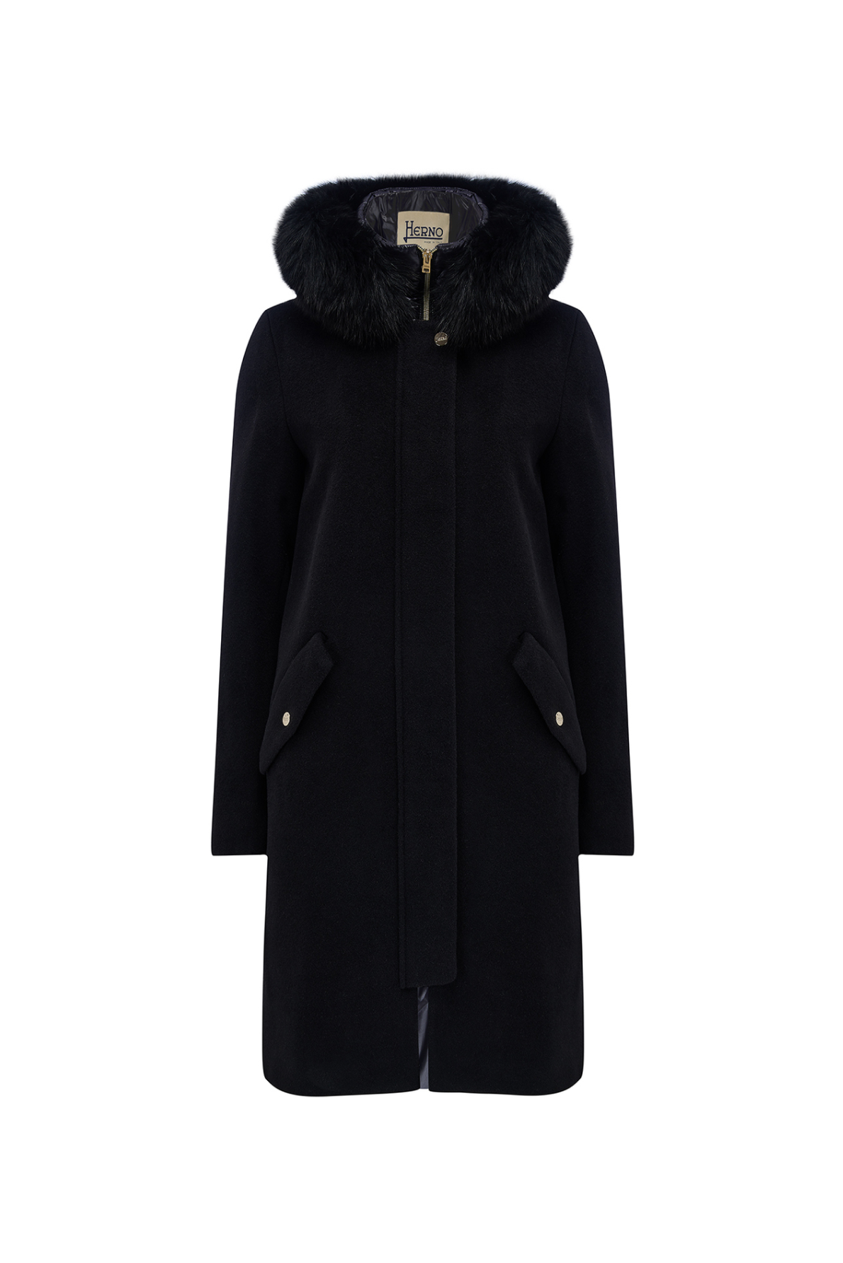 Herno Women’s Alpaca Wool Coat Black - W22 Collection
