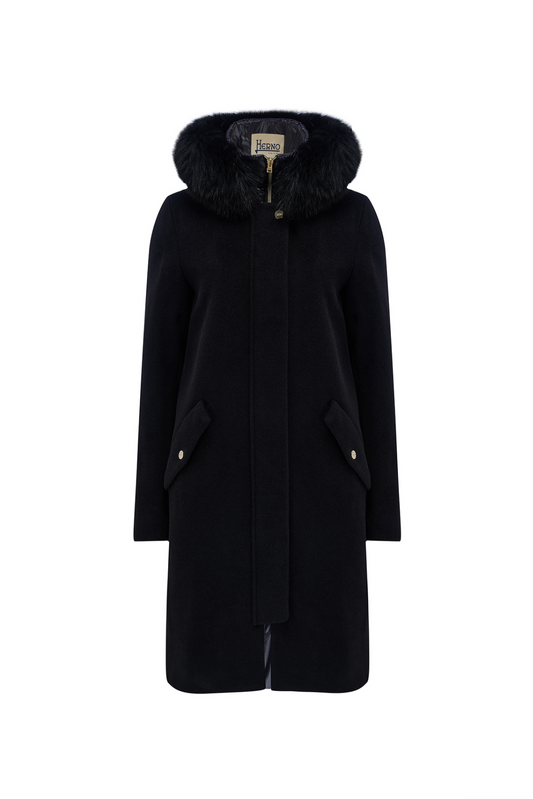 Herno Women’s Alpaca Wool Coat Black - W22 Collection