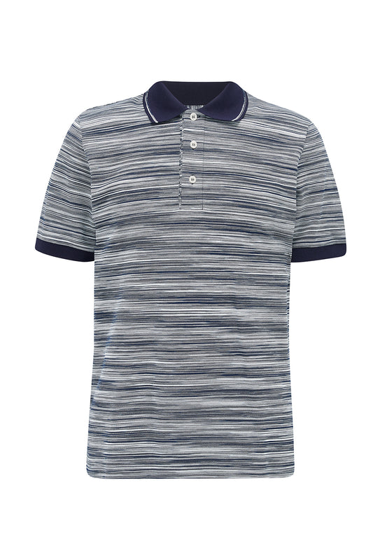 Missoni Men’s Space-dyed Stripe Polo Shirt Black/White - Front View