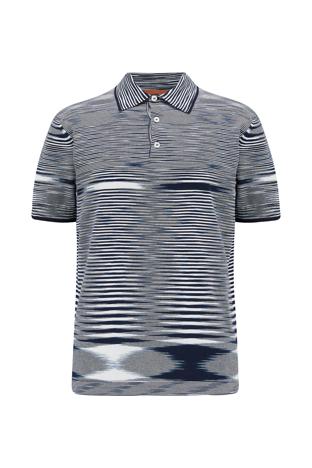 Missoni Men’s Space-dyed Stripe Polo Shirt Grey/Black - Front View