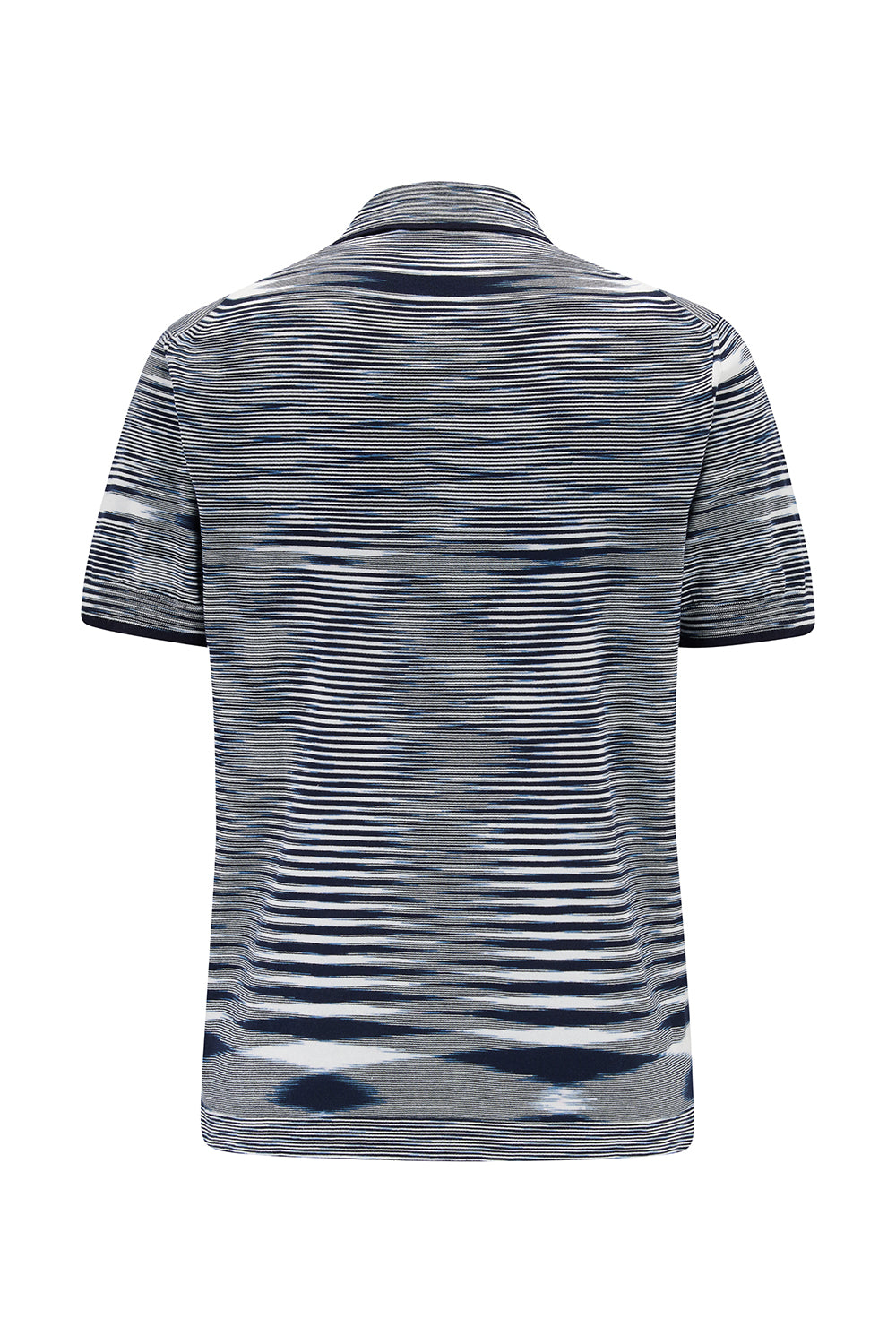 Missoni Men’s Space-dyed Stripe Polo Shirt Grey/Black - Back View