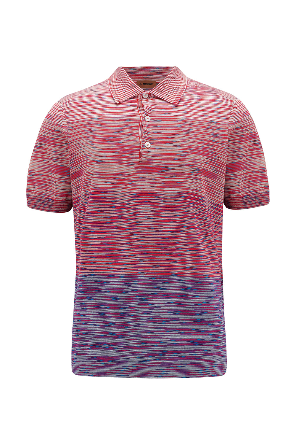 Missoni Men’s Knitted Stripe Polo Shirt Pink - Front View