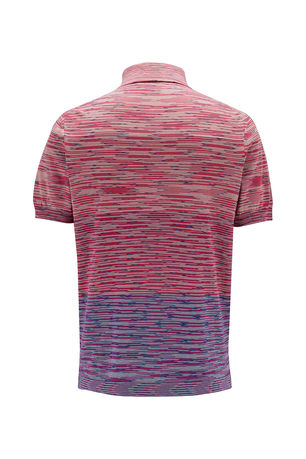 Missoni Men’s Knitted Stripe Polo Shirt Pink - Back View