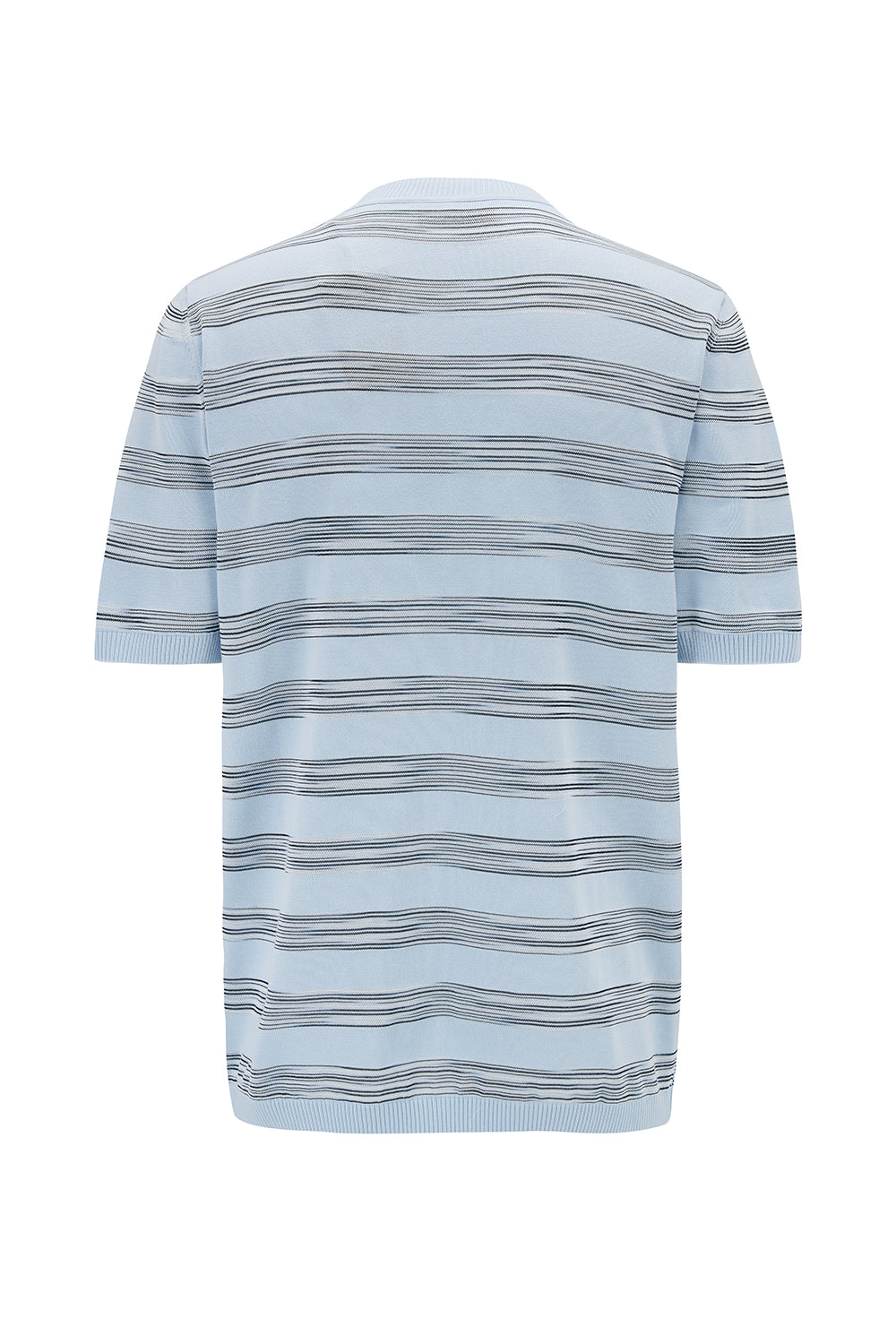 Missoni Men’s Striped Crew-Neck T-shirt Sky Blue - Back View