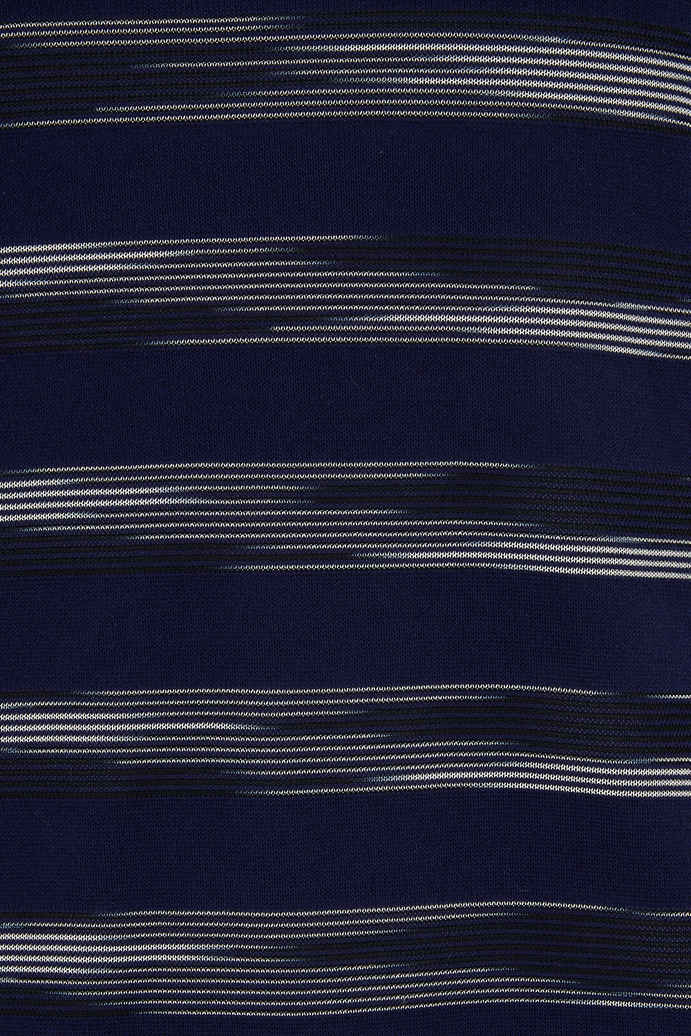 Missoni Men’s Striped Crew-Neck T-shirt Navy - Close Up Pattern