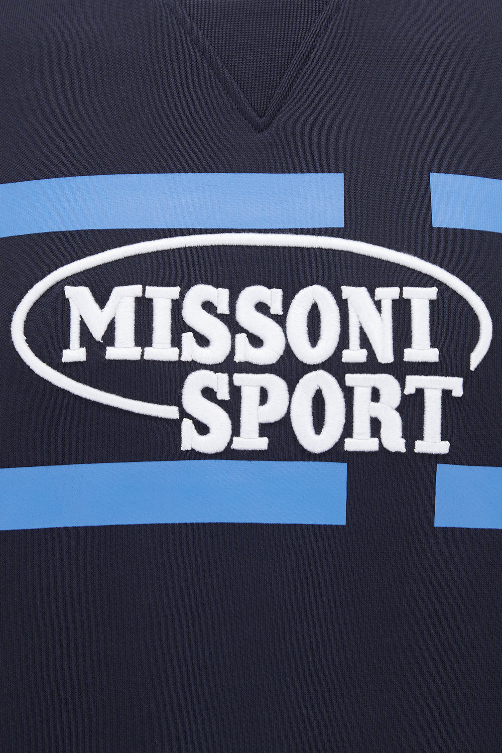 Missoni Men’s Cotton Sweater Navy - Close Up Logo