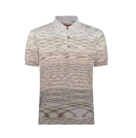 Missoni Men’s Knitted Stripe Polo Brown - Front View