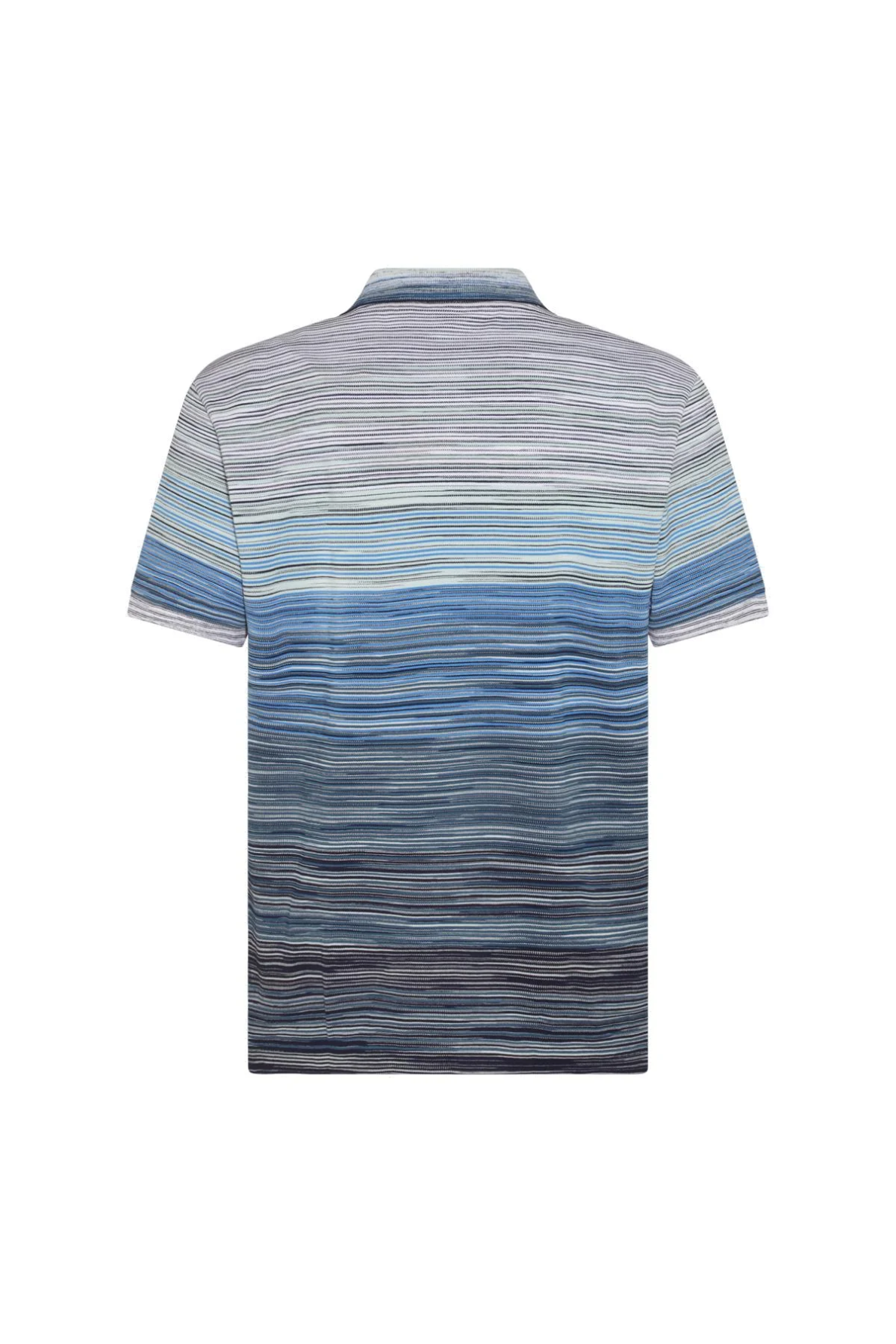 Missoni Men’s Knitted Stripe Polo Shirt Blue - Back View