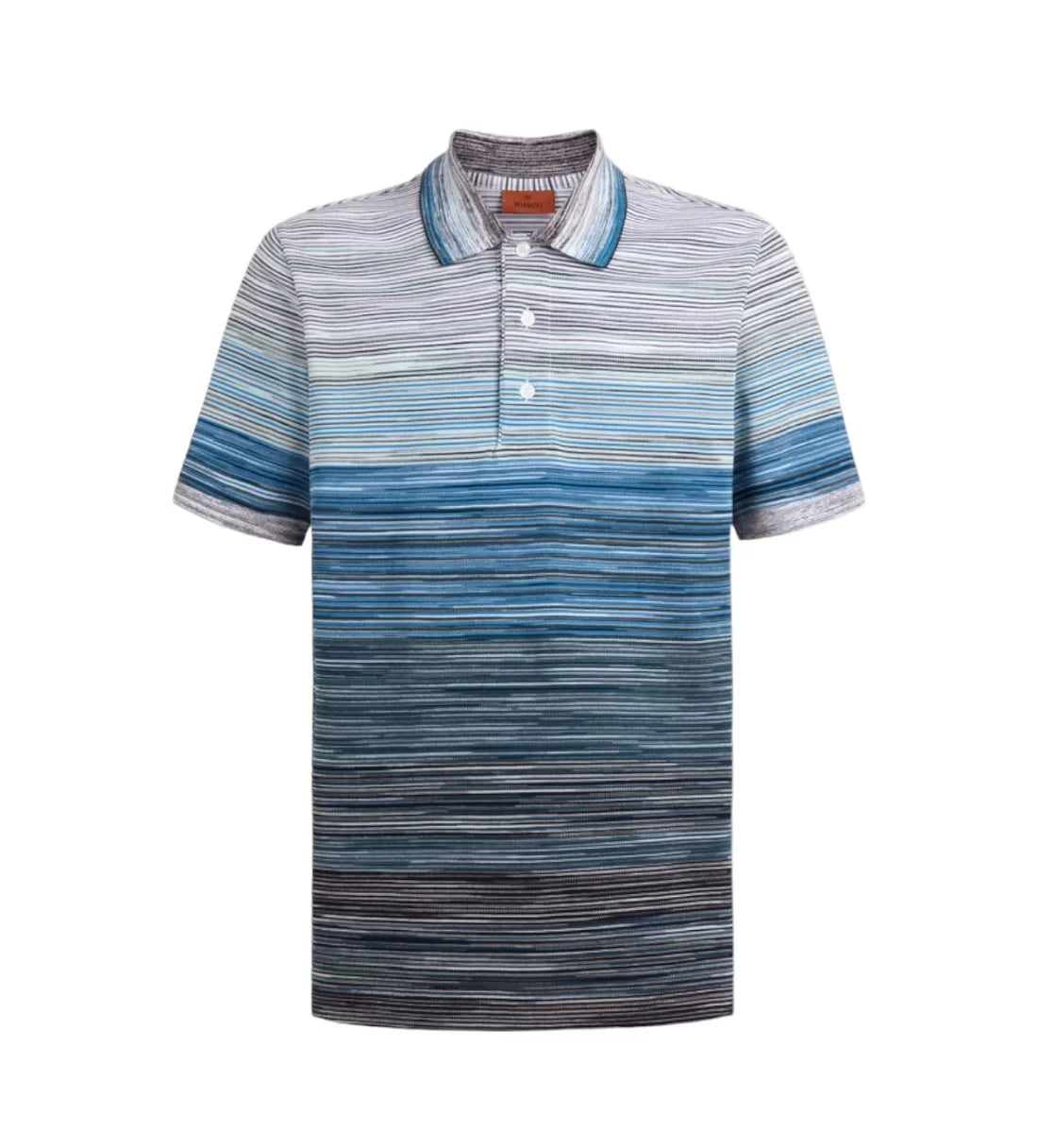 Missoni Men’s Knitted Stripe Polo Shirt Blue - Front View