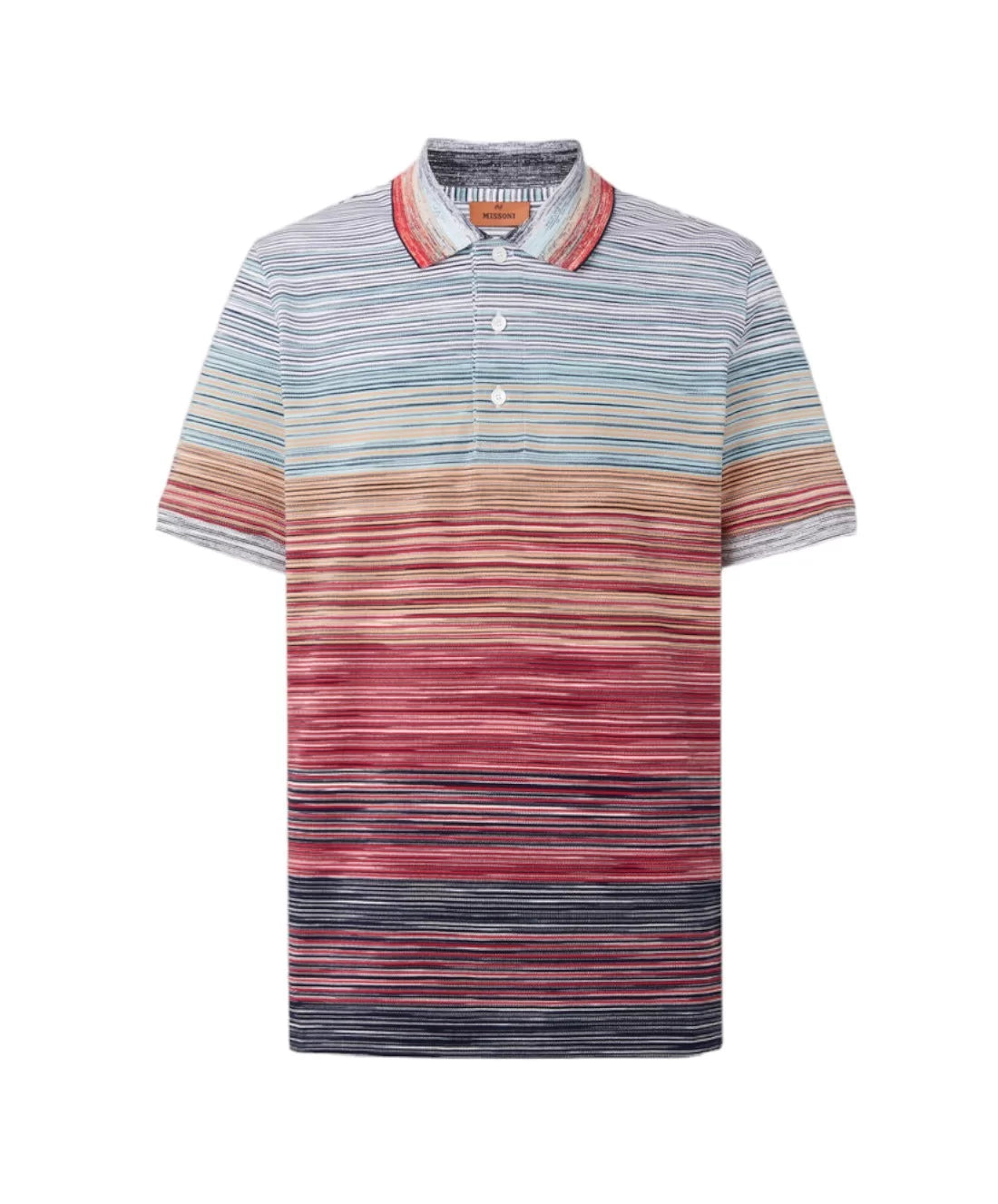 Missoni Men’s Knitted Stripe Polo Shirt Multicoloured - Front View