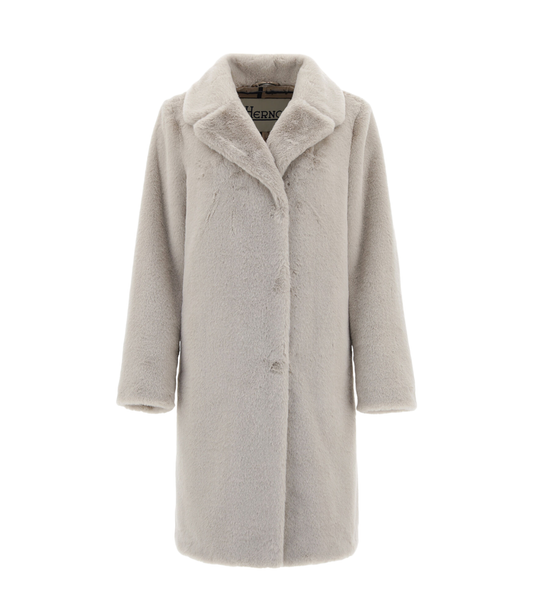 Women's Beige Faux Fur Coat by Herno - Front View
