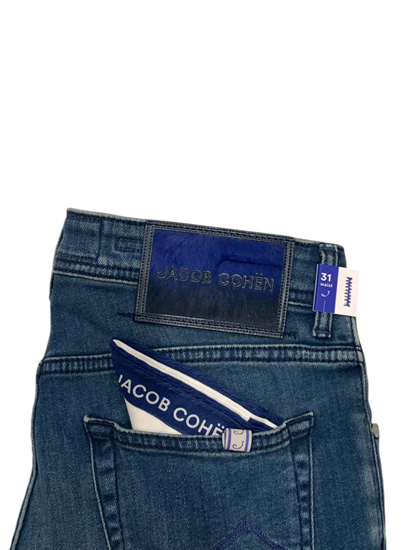 Jacob Cohën Men's Nick Slim Fit Jeans Blue Blu-Blk Badge - New W24 Collection