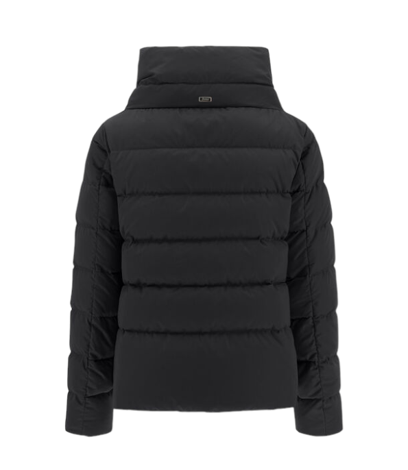 Herno Women’s Satin Short Puffer Jacket Black - Back View