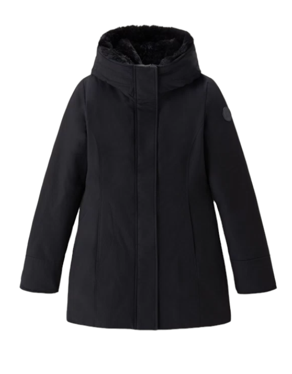 Woolrich Women's Boulder Faux Fur Parka Black - Front View